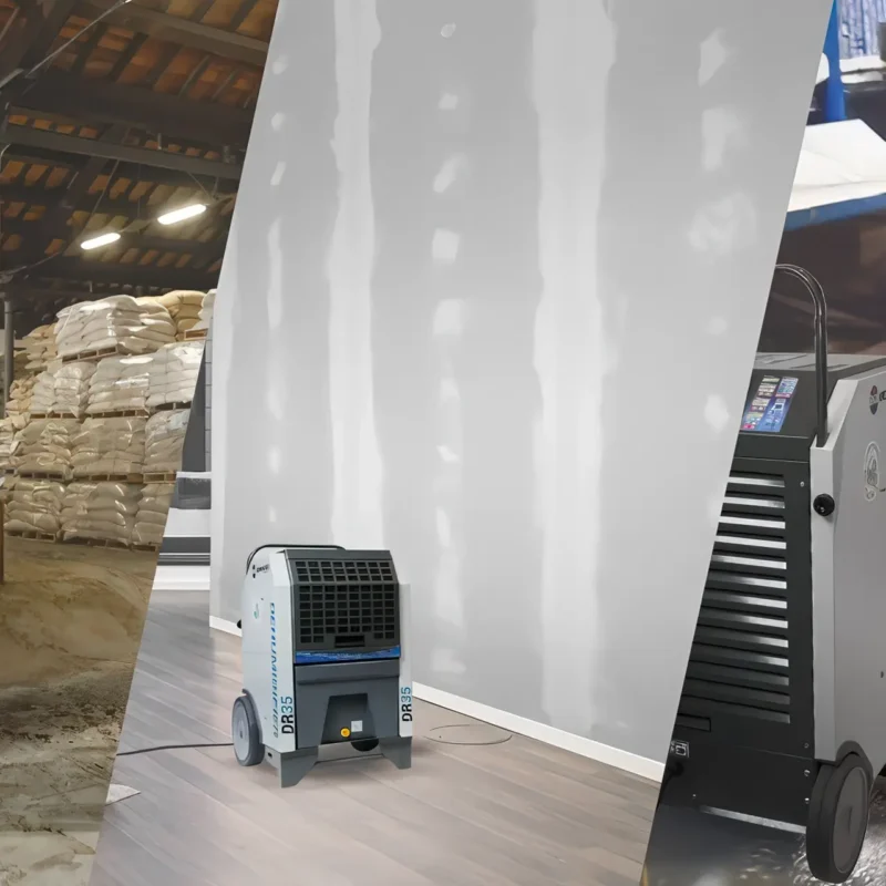 Deumidificatori industriali a noleggio per la deumidificazione dei capannoni e il comfort degli operatori negli ambienti produttivi.